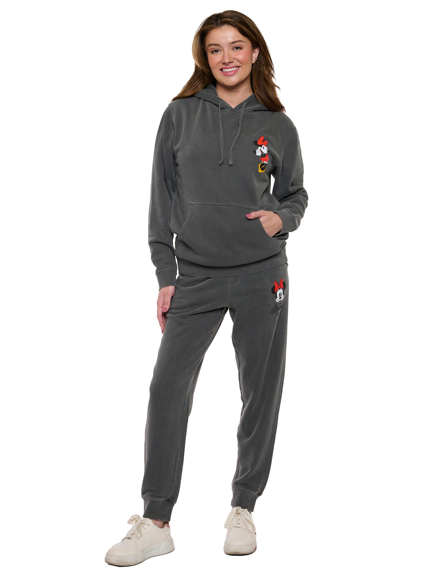 Women's Disney Minnie Mouse Hoodie & Pants 2-Piece Set Mineral Wash Gray