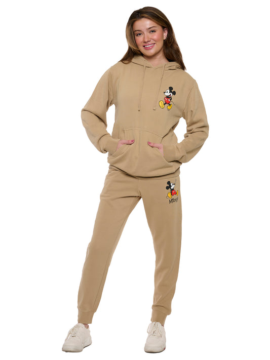 Women's Disney Mickey Mouse Hoodie & Pants 2-Piece Set Mineral Wash Sand