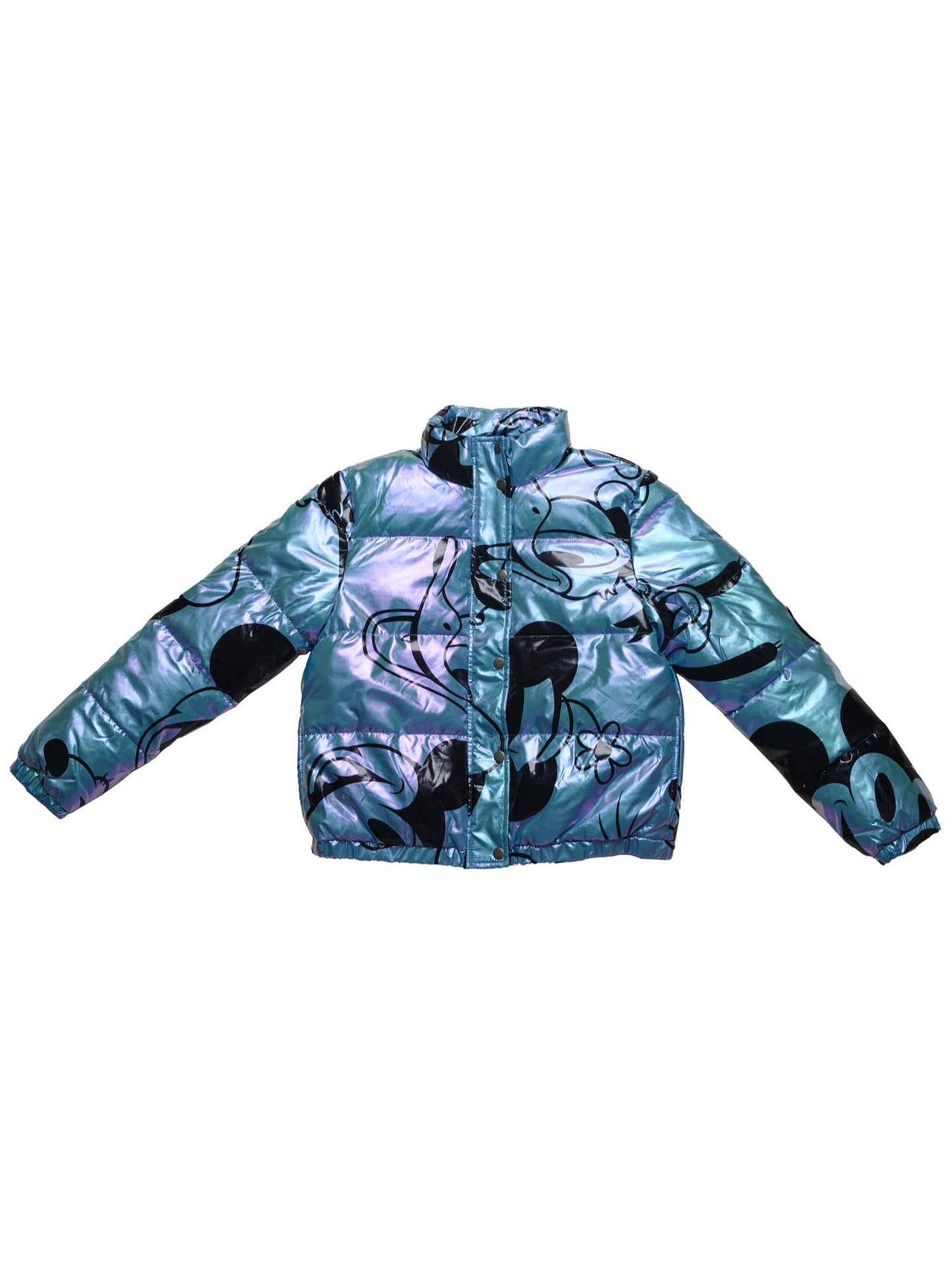 Disney Women's Jacket Puffer Mickey Minnie Goofy Donald Puffy Coat Shiny