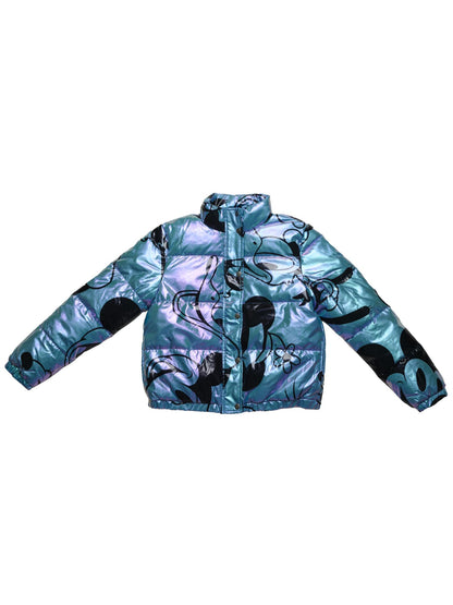 Disney Women's Jacket Puffer Mickey Minnie Goofy Donald Puffy Coat Shiny