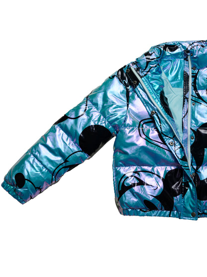 Disney Women's Jacket Puffer Mickey Minnie Goofy Donald Puffy Coat Shiny
