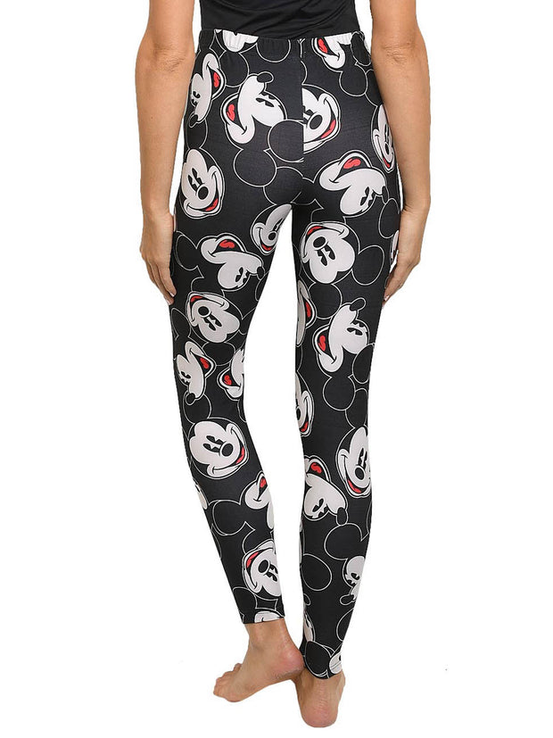 Juniors Disney Mickey Mouse Faces Leggings All-Over Print Stretch (Size Small)