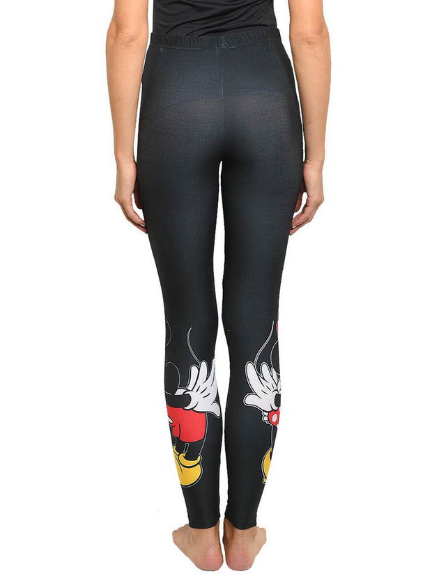Disney Junior Mickey and Minnie Mouse Kissing Leggings Stretch Black Women