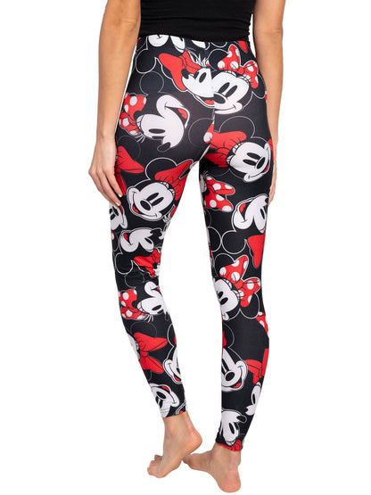 Disney Women's Minnie Mouse T-Shirt & Minnie Red Bow AOP Black Leggings Set