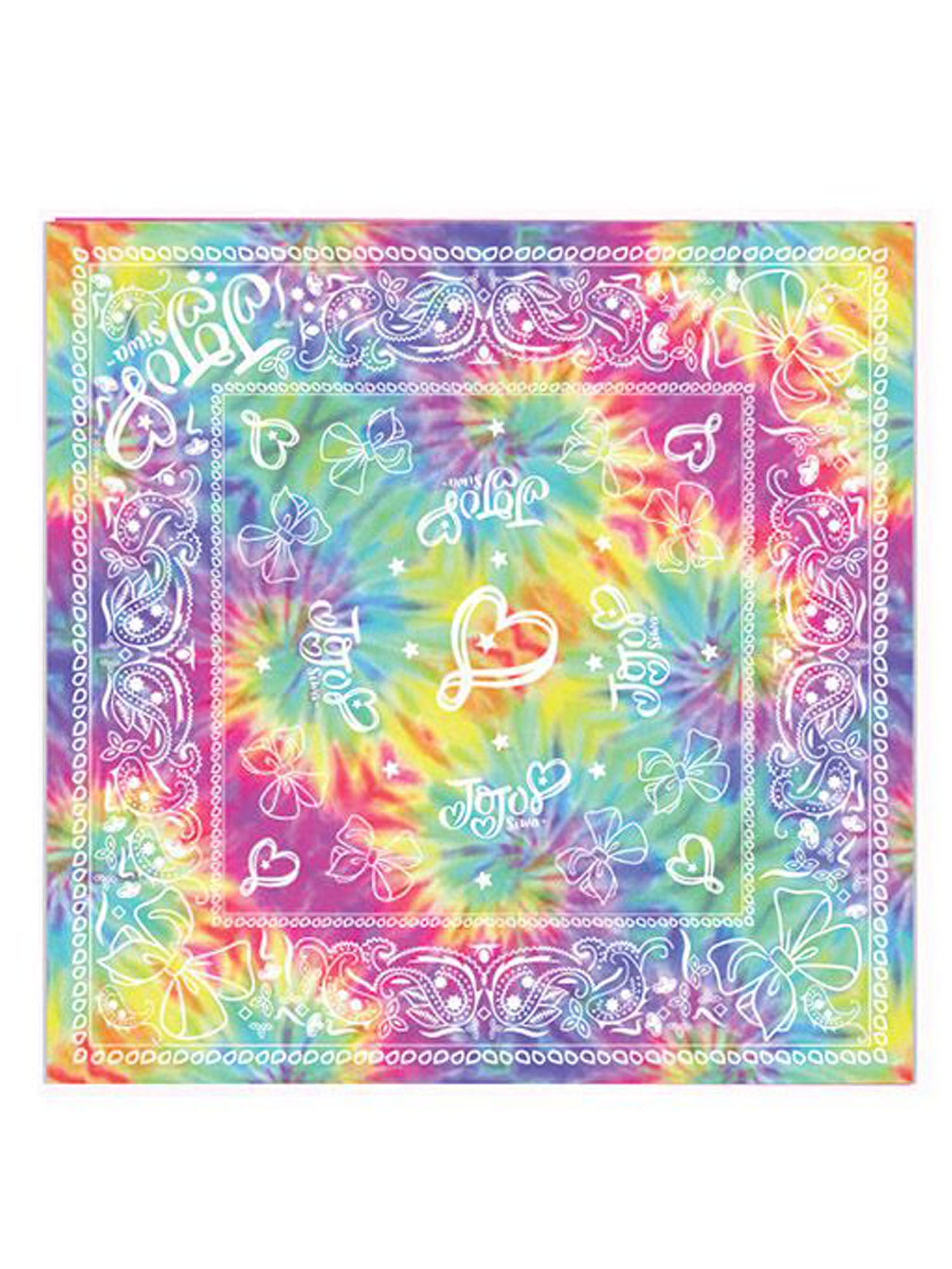 JoJo Siwa Tie-Dye Bandanas 22" x 22" Face Covers Hearts 2 Piece Set