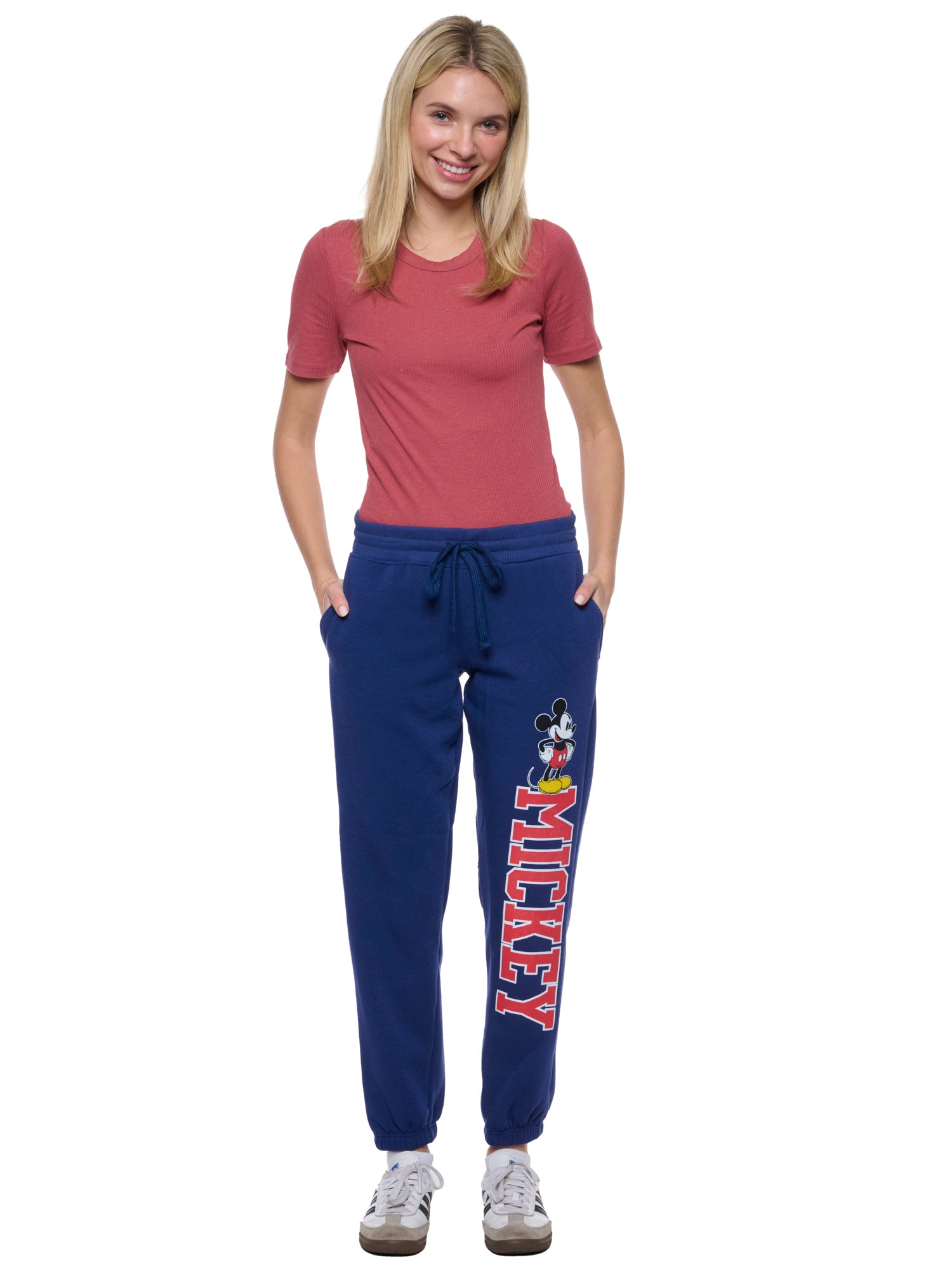 Womens Disney Mickey Mouse Jogger Pants Lounge Wear Pockets