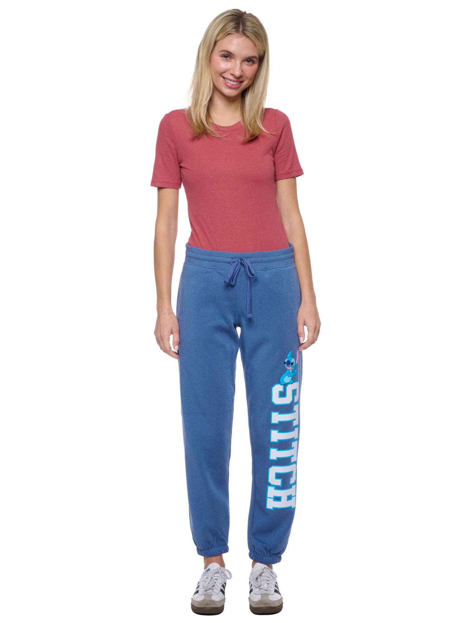 Disney Womens Stitch Jogger Pants Lounge Wear Pockets Blue Lilo & Stitch