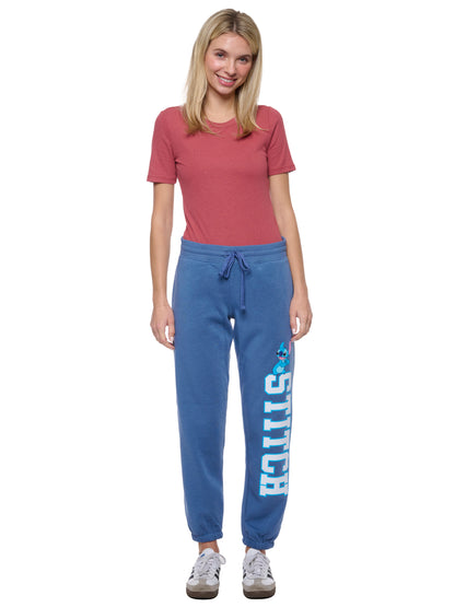 Disney Womens Stitch Jogger Pants Lounge Wear Pockets Blue Lilo & Stitch
