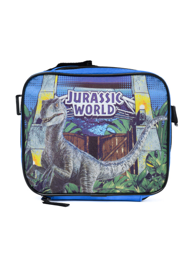 Jurassic World Dinosaur Backpack 16" & Insulated Lunch Bag T-Rex Boys Blue Black