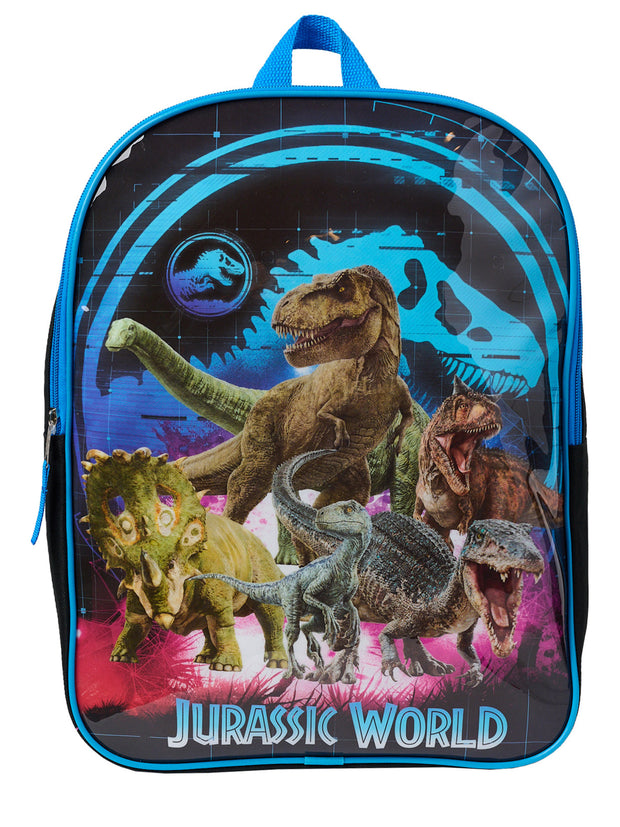 Jurassic World Backpack 15" T-Rex Dinosaurs Boys w/ Sliding Pencil Case Set