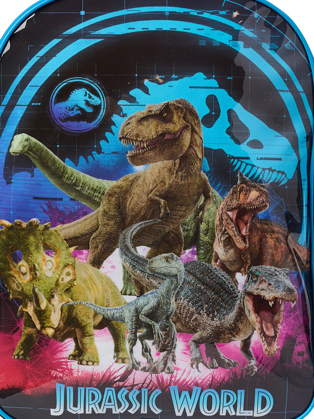 Jurassic World Backpack 15" Dinosaurs T-Rex Carnotaurus Kids Boys Black