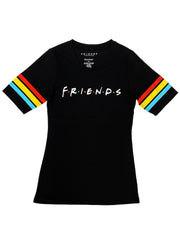 Junior Women FRIENDS T-shirt with Back Graphic of Fountain Black Size Small