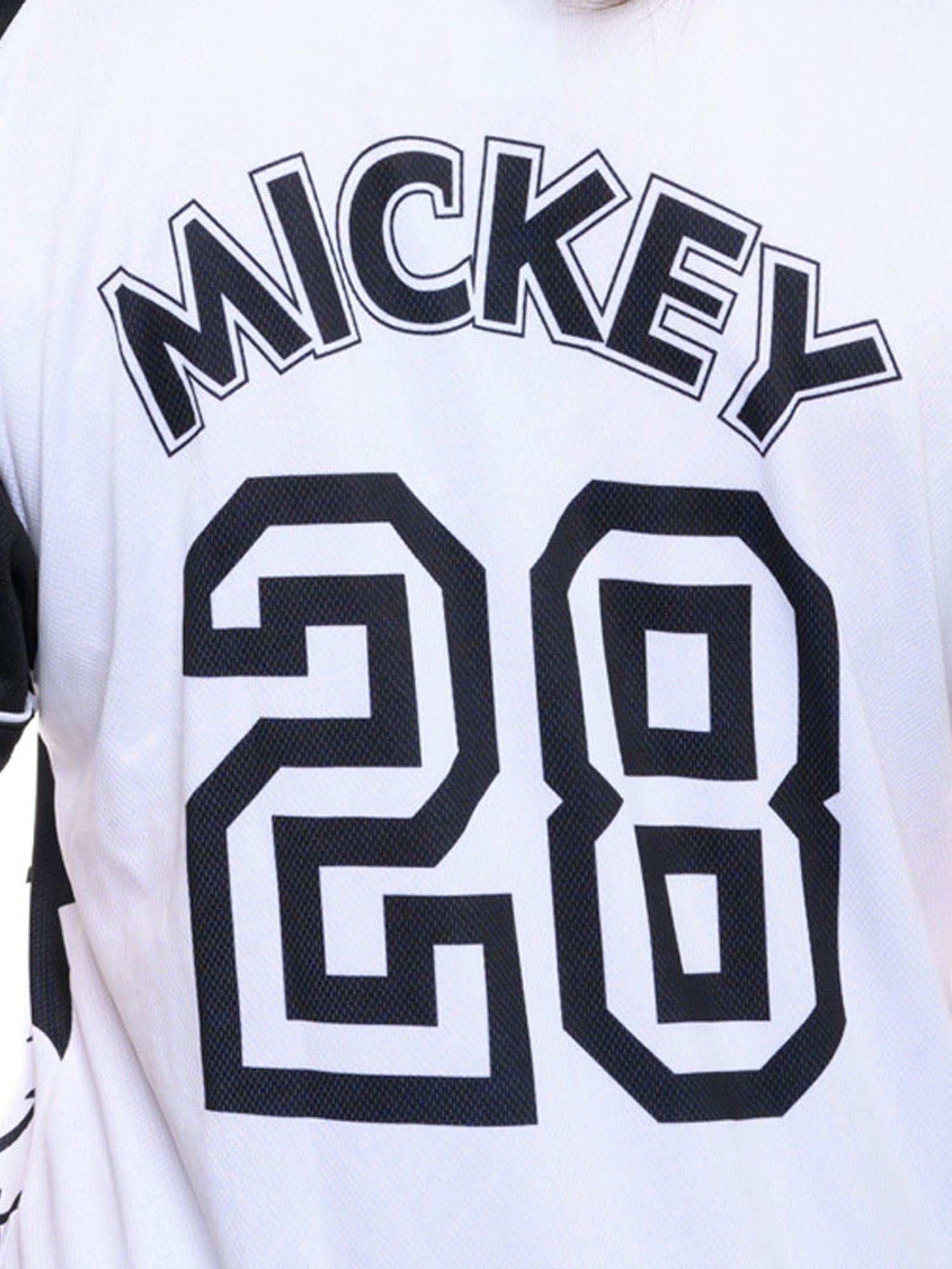 Women's Mickey Mouse Baseball Jersey Shirt White Button Down