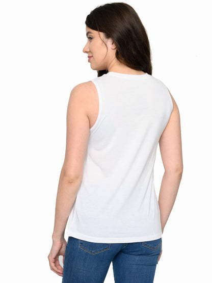 Women's Poison Classic Rock T-Shirt Band Tee Music White Sleeveless Rock n' Roll