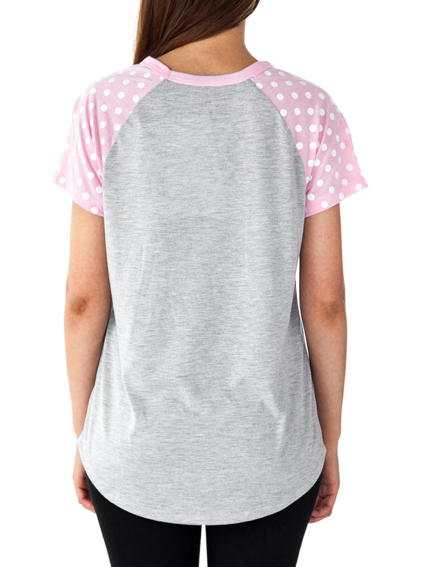 Juniors Minnie Mouse Pocket T-Shirt Pink Polka-Dots