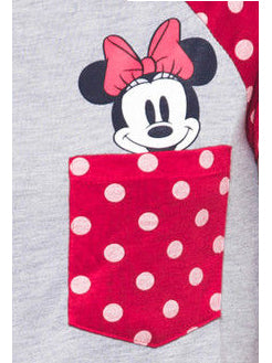Women Juniors Plus Size Minnie Mouse T- Shirt Polka-Dot Pocket