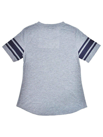 Juniors Mickey Mouse Athletic T-Shirt Gray Blue Football Style