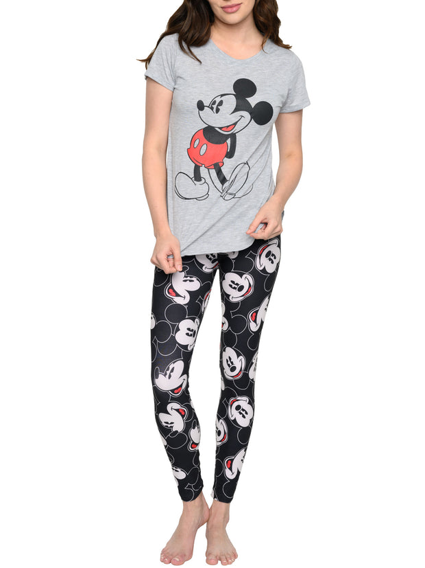 Junior Disney Mickey Mouse T-Shirt & Mickey Faces Stretch Leggings