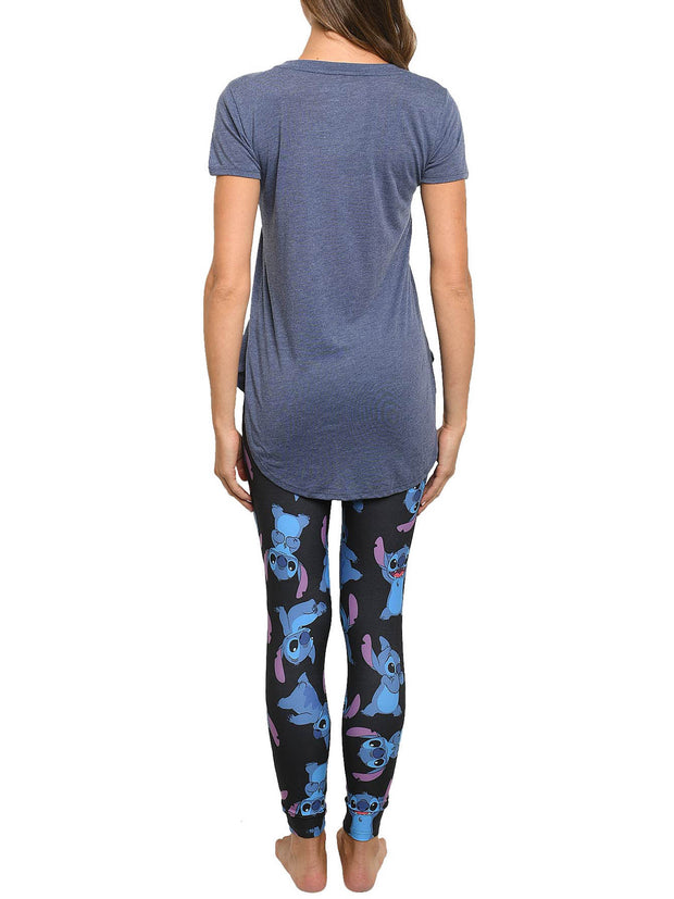 Disney Women Junior Stitch High-Low Hem T-Shirt & All-Over Print Leggings Set