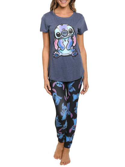 Disney Women Junior Stitch High-Low Hem T-Shirt & All-Over Print Leggings Set