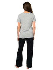 Disney Eeyore Butterfly T-Shirt Gray & Black Pajama Pants Loungewear Womens Set
