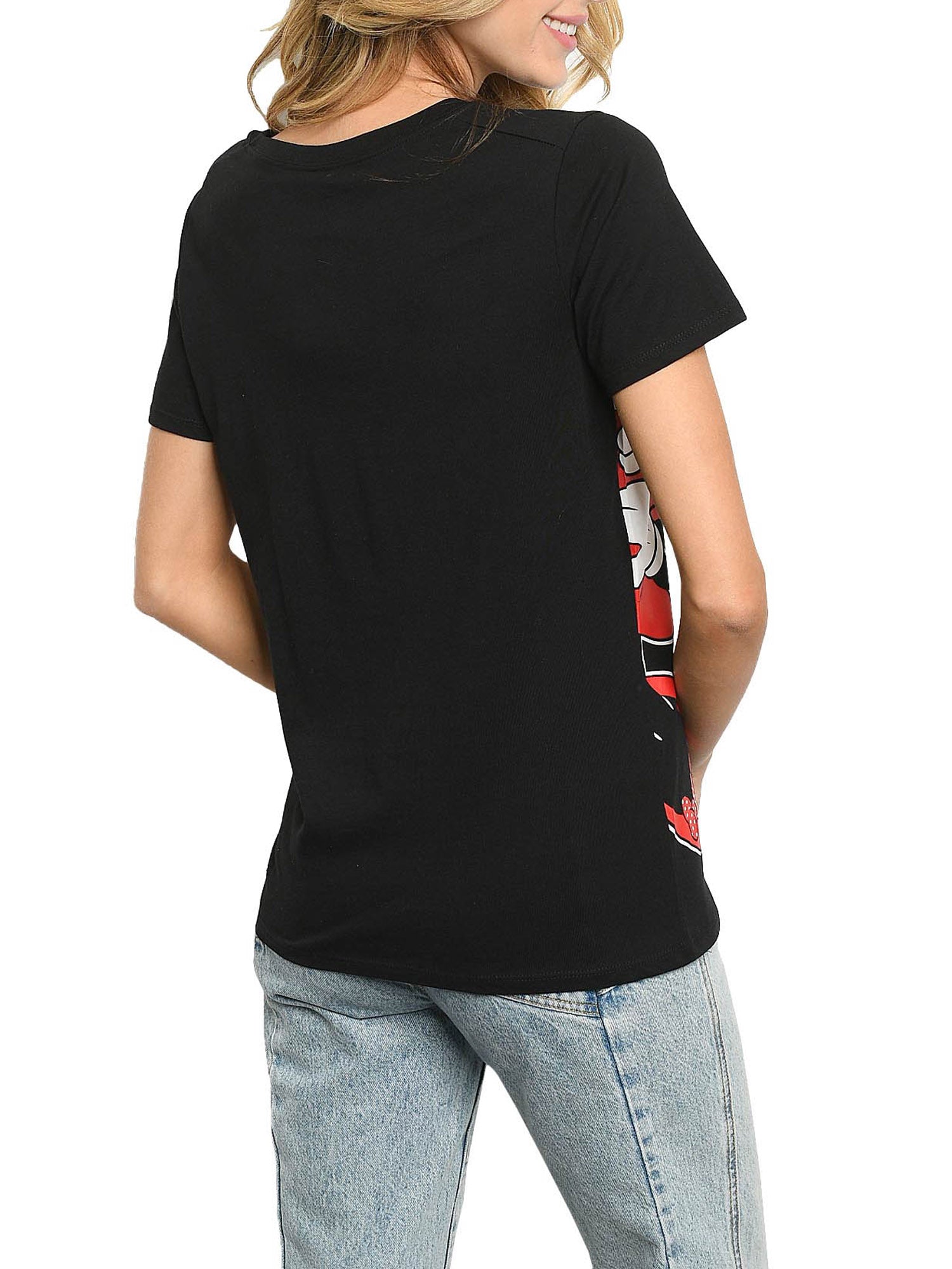 Disney Women's Minnie Mouse T-Shirt Leaning Short Sleeve Black