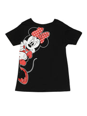 Disney Women's Minnie Mouse  T-Shirt Leaning Short Sleeve Black