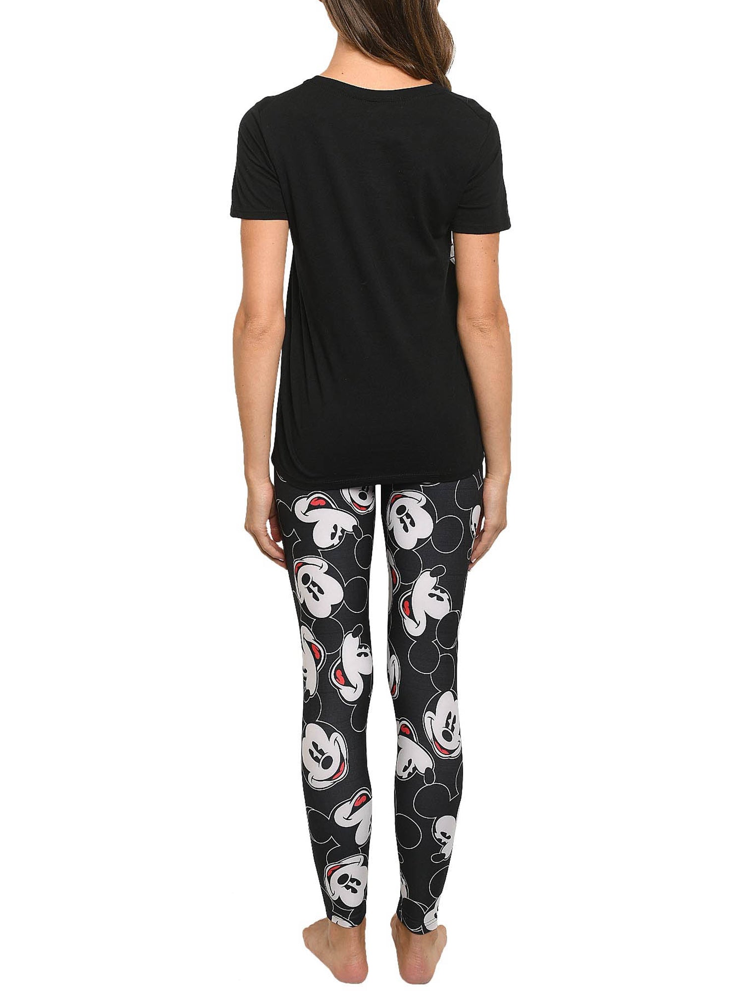 Disney Womens Junior Minnie Mouse T-Shirt & Mickey All-Over Print Leggings Set