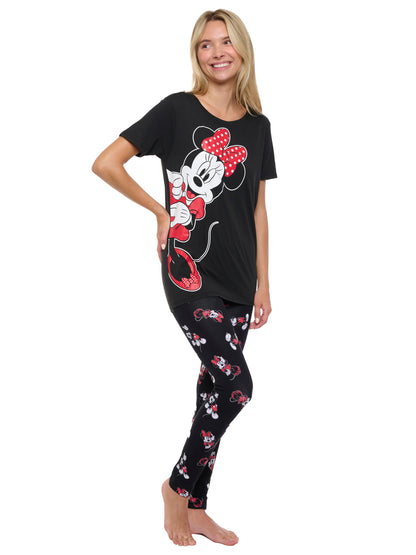 Disney Womens Mickey and Minnie Mouse T-Shirt & Leggings 2-Piece Loungewear Set