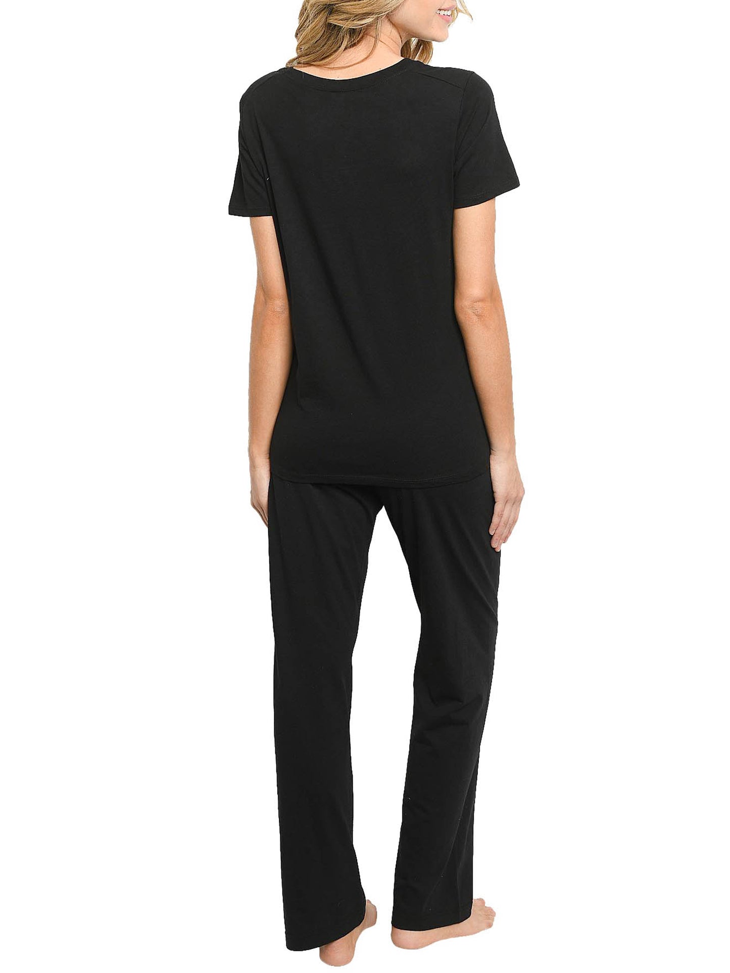 Women's Junior Minnie Mouse T-Shirt and Lounge Pants Set Disney Black Red