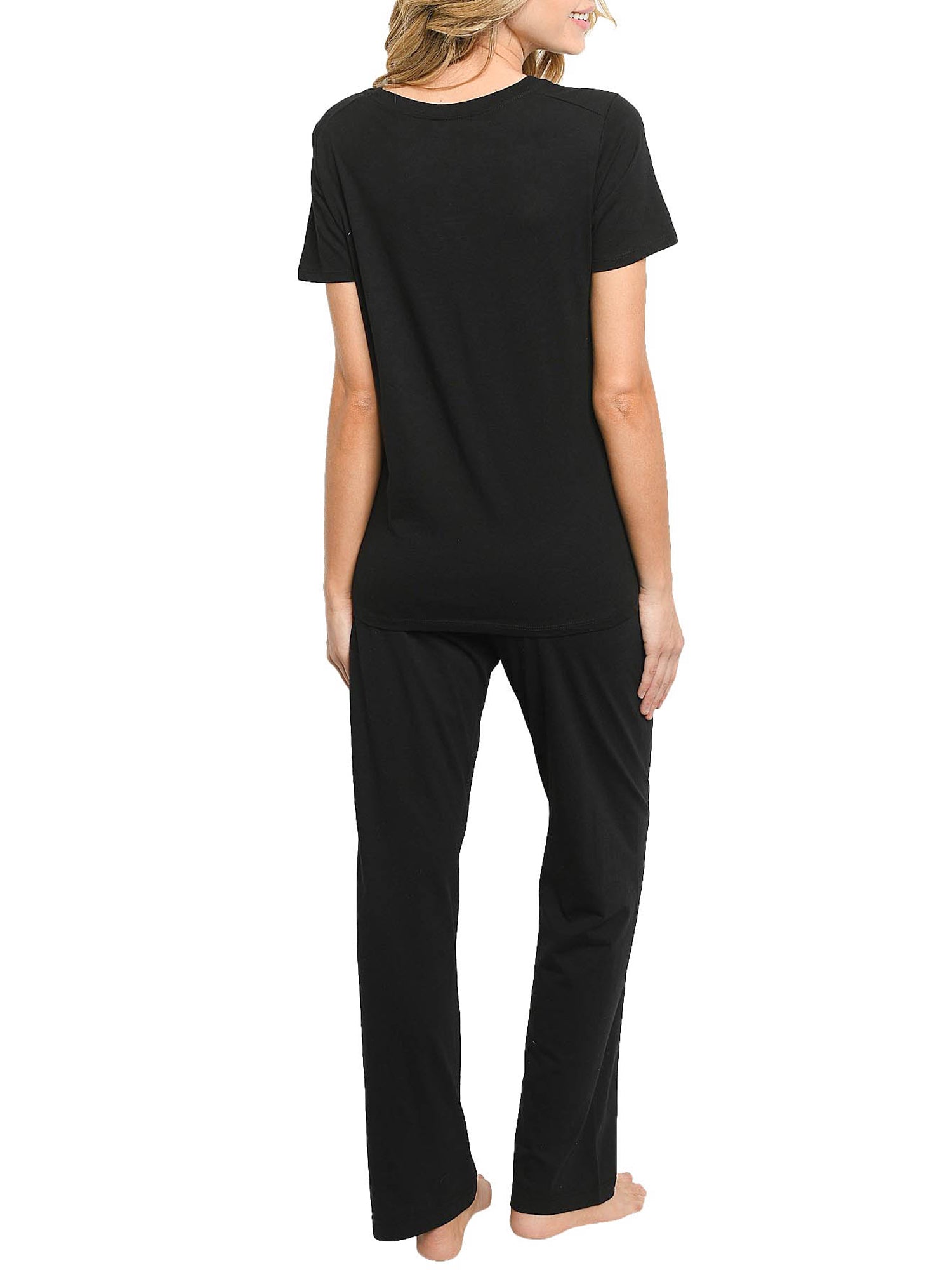 Women's Junior Minnie Mouse T-Shirt and Lounge Pants Set Disney Black Red