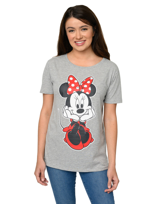 Minnie Mouse Sitting Short Sleeve T-Shirt Light Gray Women's Disney