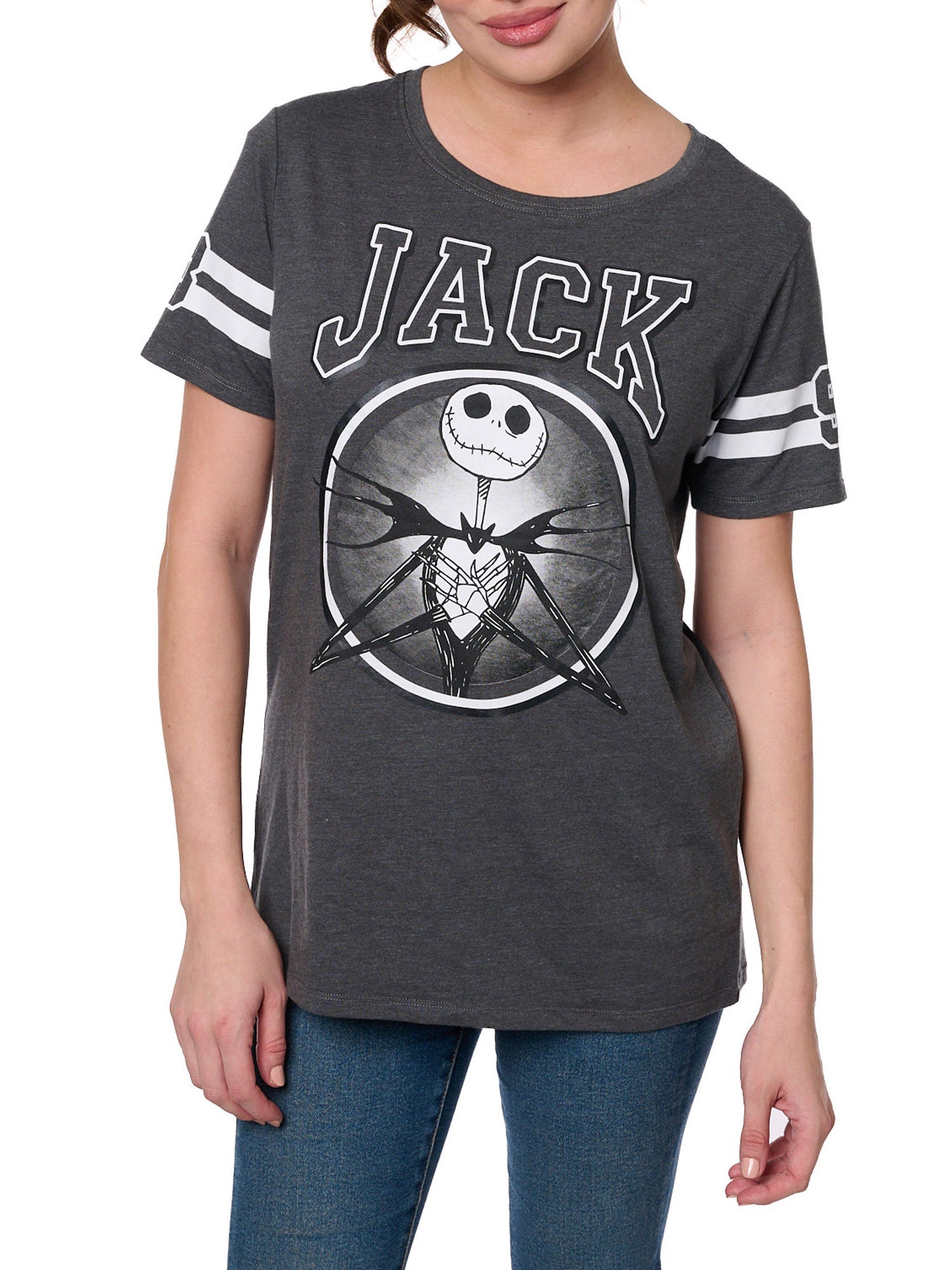 Disney Women's Jack Skellington T-Shirt, Striped Nightmare Before Christmas