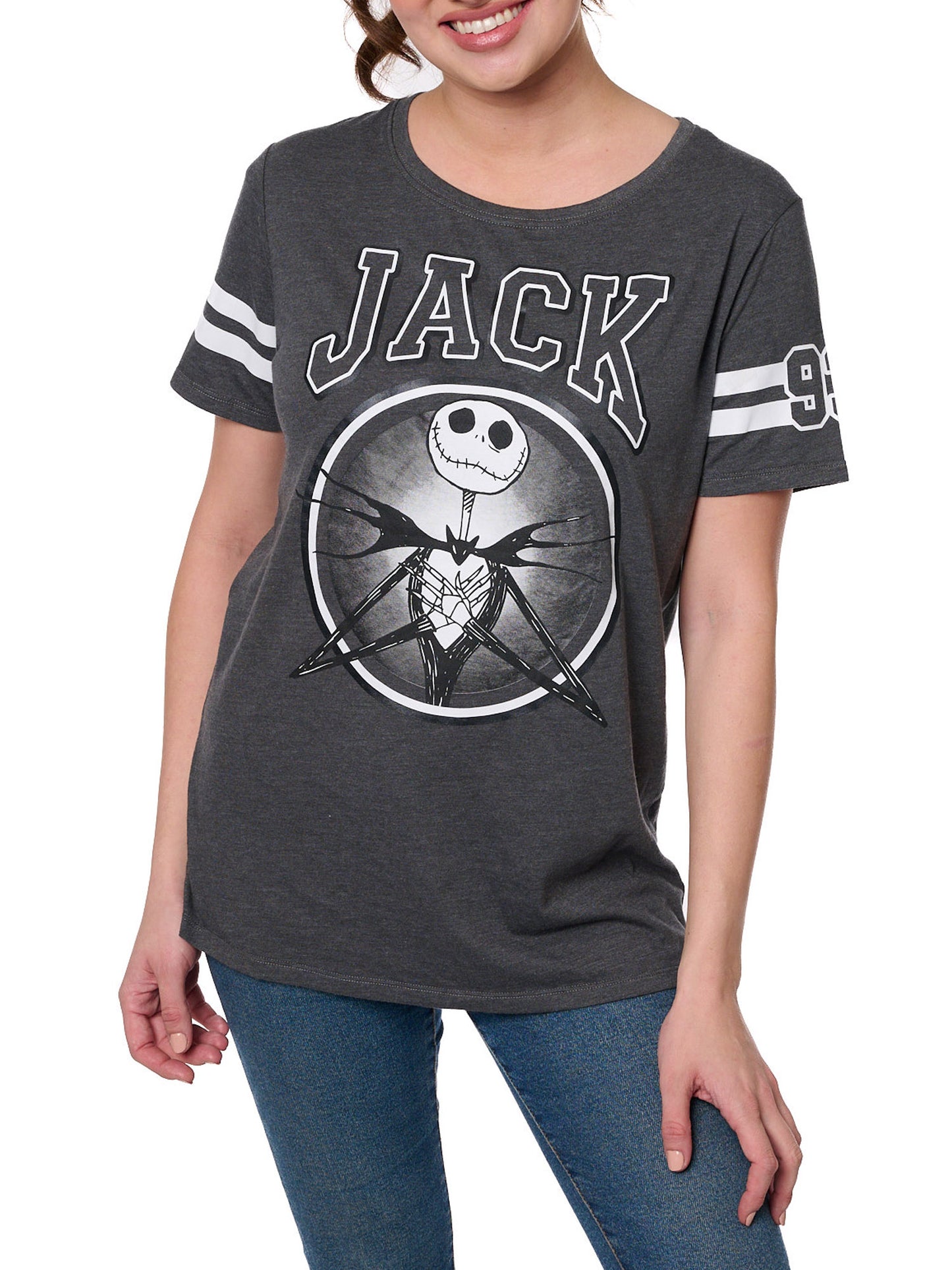 Disney Women's Jack Skellington T-Shirt, Striped Nightmare Before Christmas