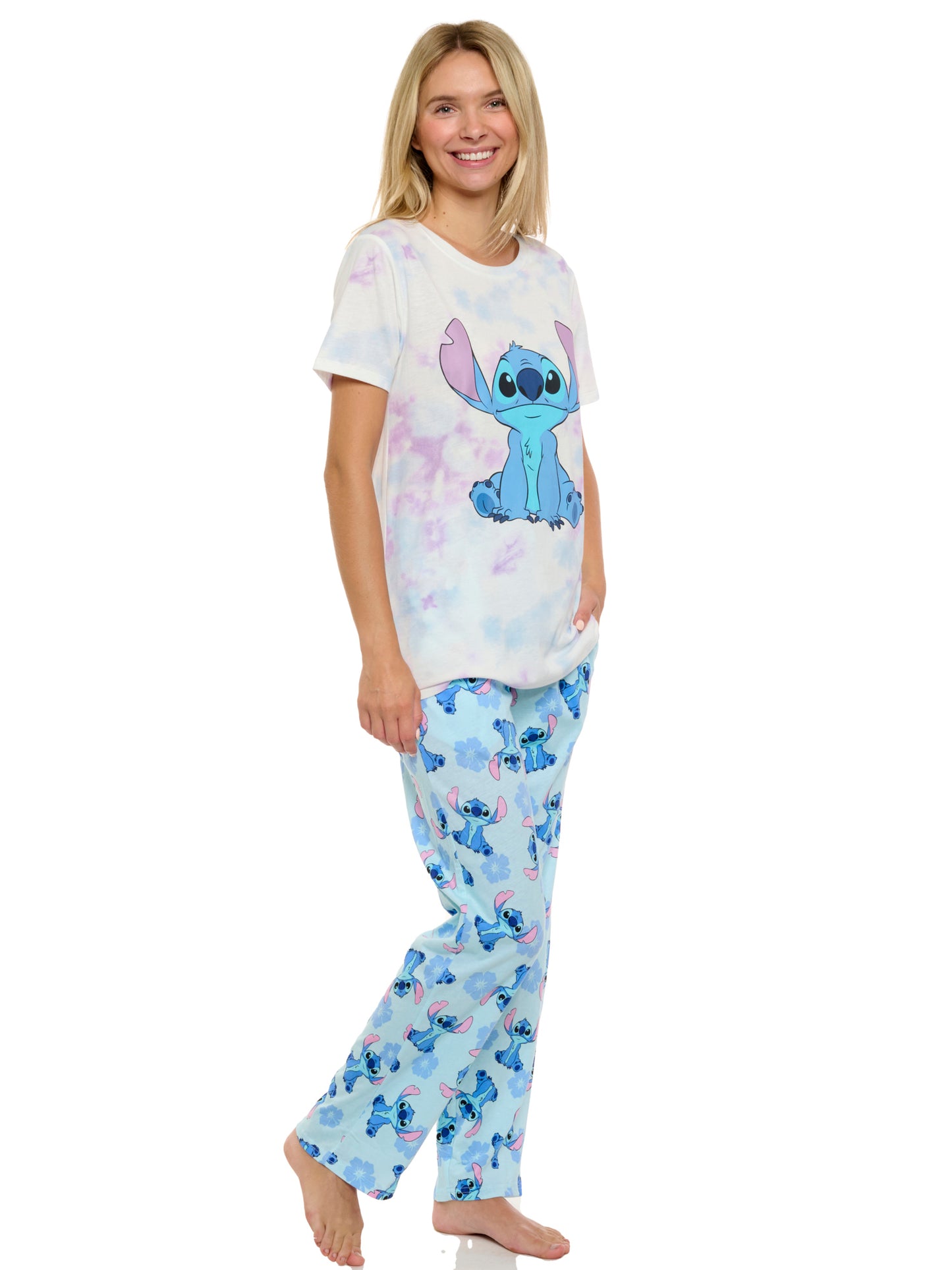 Women's Disney Stitch T-Shirt and Lounge Pants Set Loungewear Sleepwear