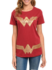 Women's Wonder Woman Costume T-Shirt DC Comics Superhero Tee Red