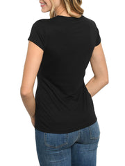 Disney Women's Junior Minnie Mouse Rainbow T-Shirt Short Sleeve Black