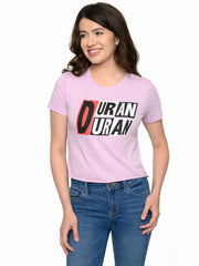 Juniors Women's Duran Duran Band Short Sleeve T-Shirt Quartz Purple Crop Top