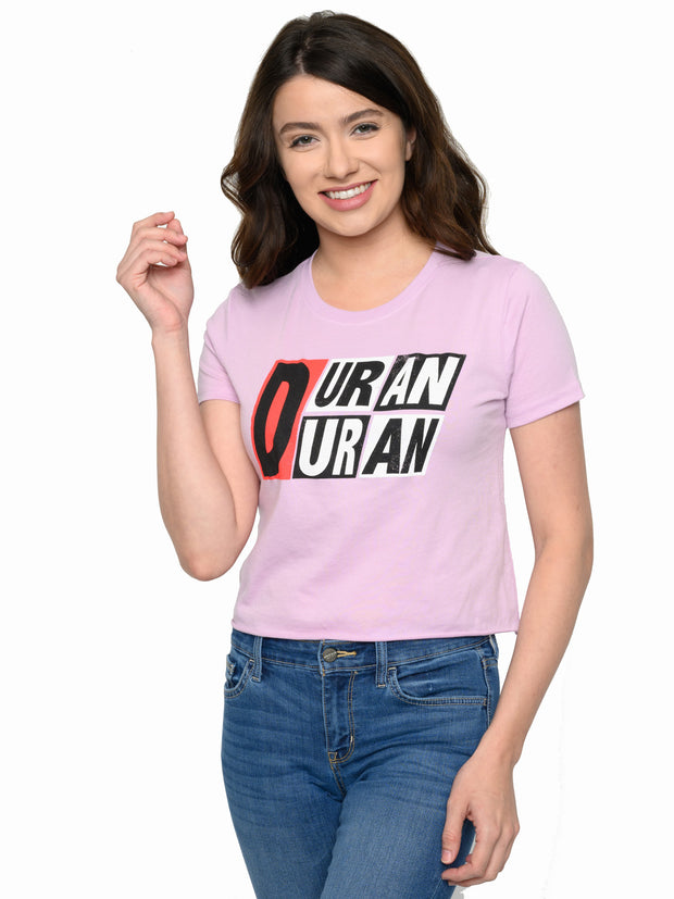 Juniors Women's Duran Duran Band Short Sleeve T-Shirt Quartz Purple Crop Top