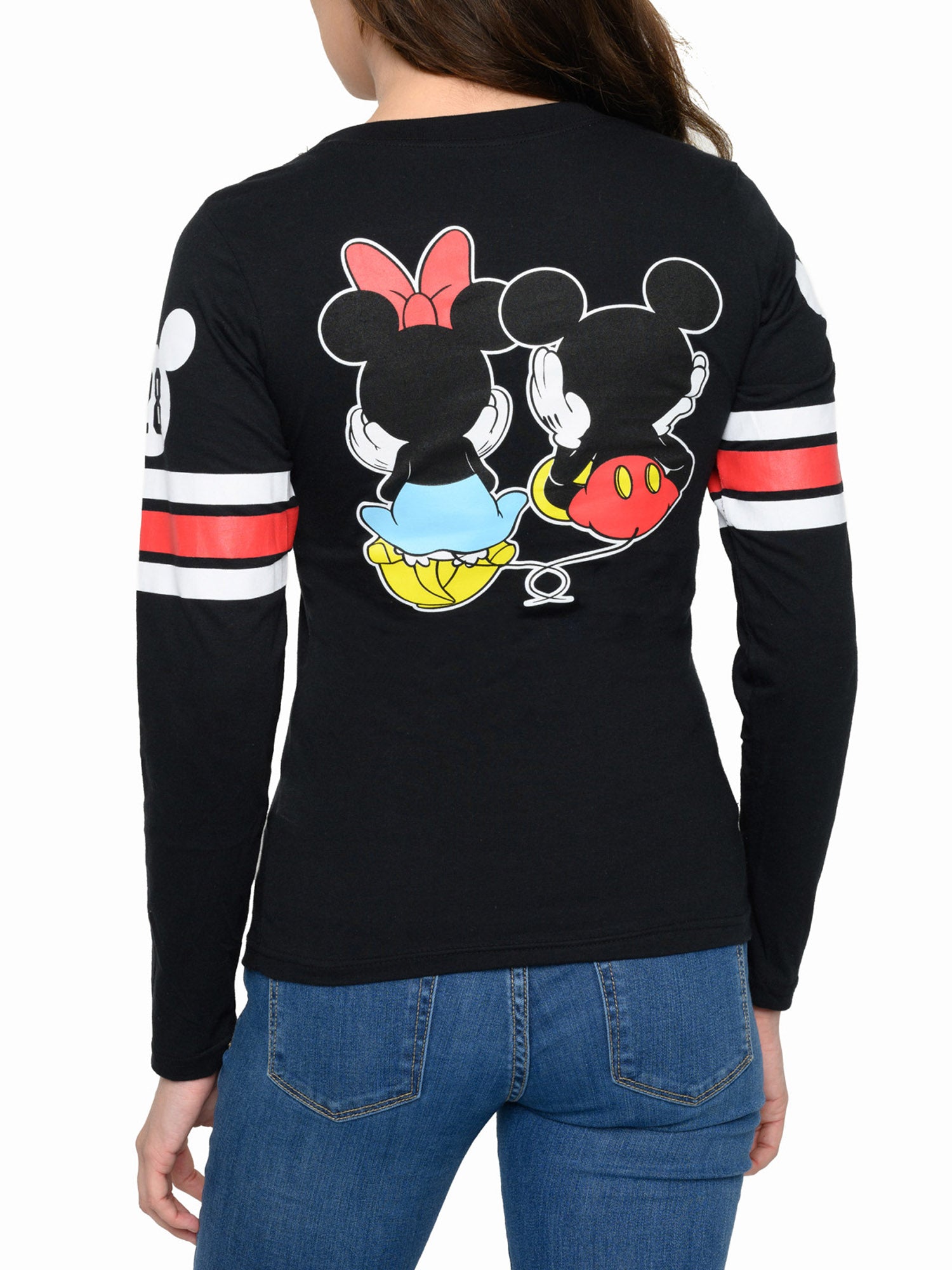 Mickey & Minnie Mouse T-Shirt Long Sleeve Slim Fit Juniors Disney (Size Medium)