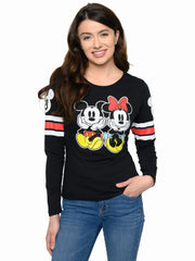 Mickey & Minnie Mouse T-Shirt Long Sleeve Slim Fit Juniors Disney (Size Small)