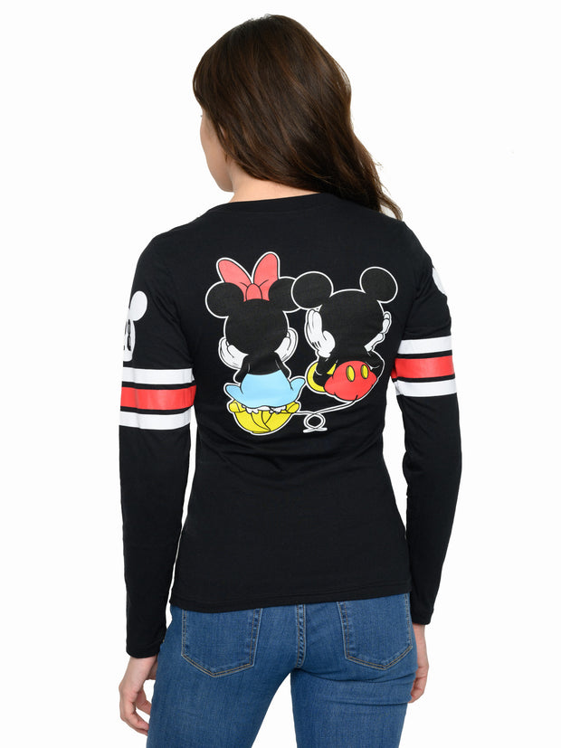 Mickey & Minnie Mouse T-Shirt Long Sleeve Slim Fit Juniors Disney (Size Small)