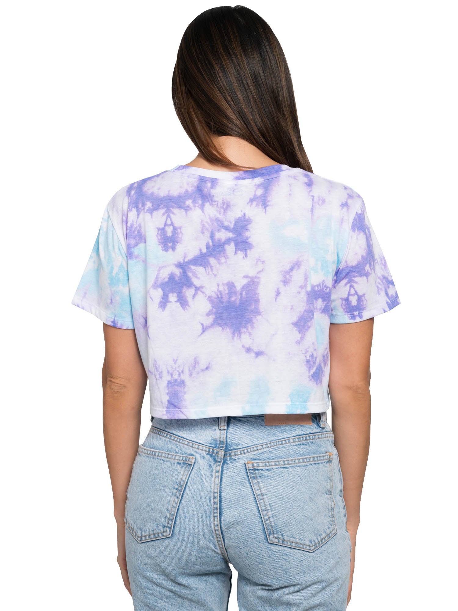 Juniors Women's Disney Stitch Relaxing Short Sleeve Crop Top T-Shirt Tie-Dye