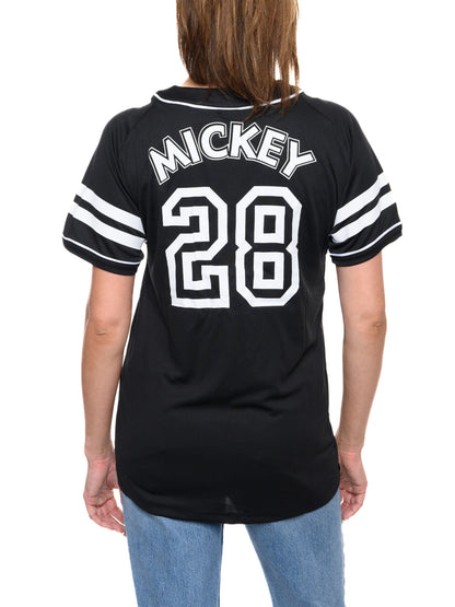 Women's Mickey Mouse Baseball Jersey Black Button Down Shirt (Size Small)
