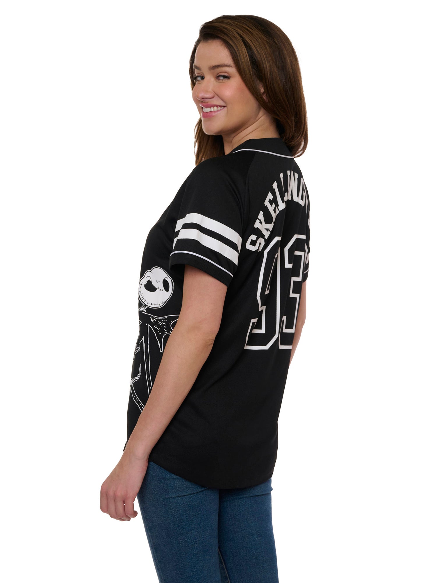 jack skellington dress shirt Women's Jack Skellington Baseball Jersey Shirt Nightmare Before Christ – Open and Clothing