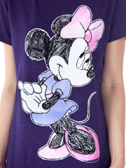 Women's Minnie Mouse Fitted T-Shirt - Purple Size Small