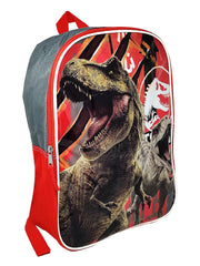 Jurassic World Backpack Red 15" Dinosaurs T-Rex & Sliding Pencil Case Set