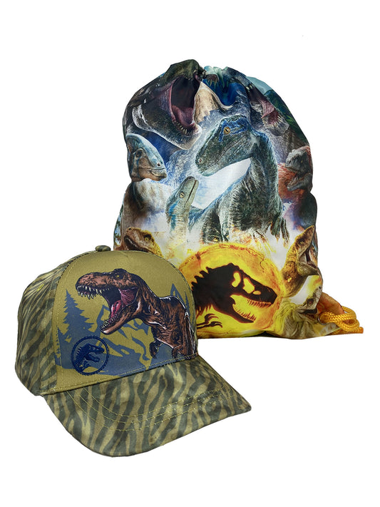 Jurassic Park Baseball Hat & Sling Bag 2-Piece Set Kids Boys Girls Dinosaur