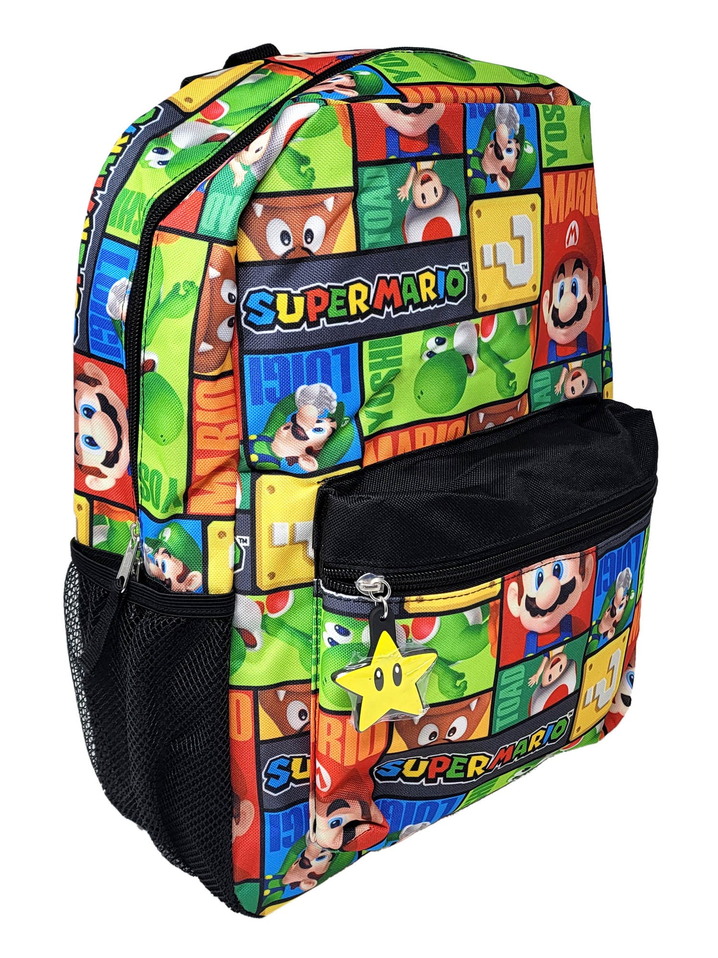Super Mario Boys School Backpack 16" Yoshi Luigi Nintendo and Pencil Case Set