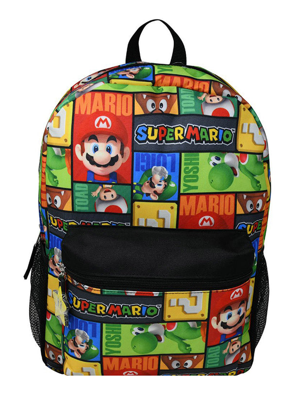 Super Mario Backpack 16" All Over Print Luigi Toad Yoshi Nintendo